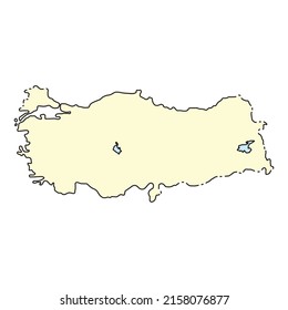 Hand draw map of Turkey. Black line drawing sketch. outline doodle on white background. handwriting script name of the country. vector illustration