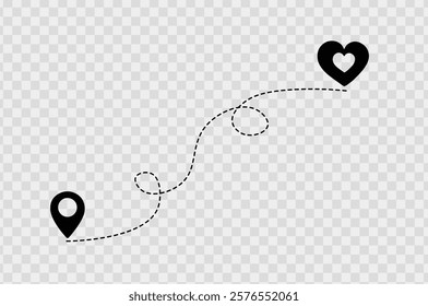 Hand draw Maps distance, path to love Illustration