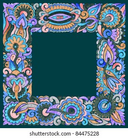 hand draw marker flower vector ethnic design. Ukrainian traditional painting