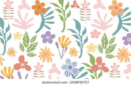 Hand draw Matisse seamless pattern background. Colorful Matisse pattern design. Abstract plant leaf art pattern. colorful freehand doodle collage.great for textiles, banners, wallpapers, wrapping.