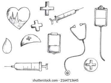 Hand Draw Medical Elements Sketch World Blood Donor Day Design