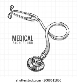 Hand draw medical stethoscope sketch design