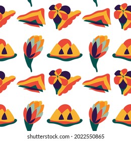 hand draw minimal flower colorful pattern vector