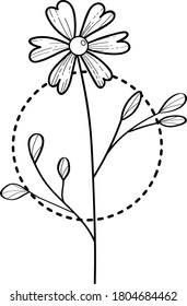 Hand draw minimalistic flower. Vector branch