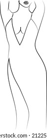 hand draw modern abstract minimal hand drawing line art icon vector outline doodle one line lady girl icon model body