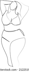 hand draw modern abstract minimal hand drawing line art icon vector outline doodle one line lady girl icon model body positive