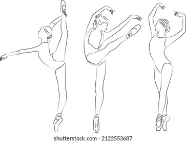 Hand zeichnen moderne abstrakte minimale Handzeichnung Linie Linie Symbol Vektorsymbol Umriss Doodle eine Linie Symbol Modell weibliche Ballerina 