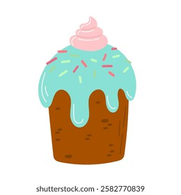 Hand draw muffin with cream vector illustration