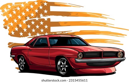 hand draw of Muscle car vector illustration design