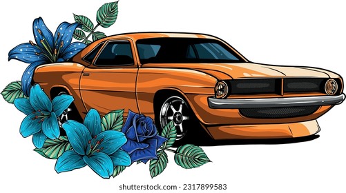 hand draw of Muscle car vector illustration design