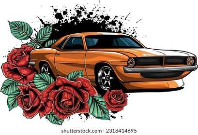 hand draw of Muscle car vector illustration design