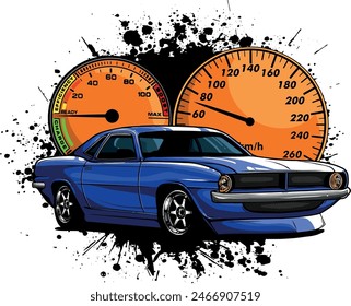 hand draw of Muscle car vector illustration design