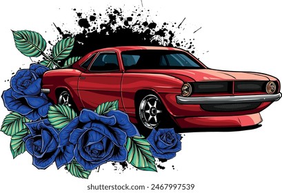 hand draw of Muscle car vector illustration design