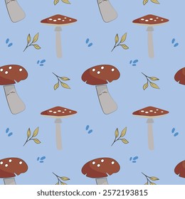 Hand Draw Mushroom Pattern Illustration