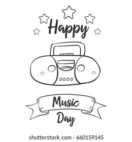 Hand draw music day vector art celebration collection