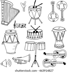 Hand draw music doodles vector art illustration