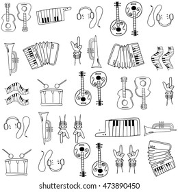 Hand draw music doodles vector art illustration