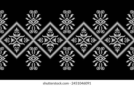Hand draw Nature vintage cross stitch traditional ethnic pattern Ikat background abstract Aztec African Indonesian Indian seamless pattern.great for textiles, banners, wallpapers, wrapping vector.
