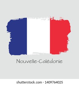 Hand draw New Caledonia flag. National New Caledonia banner for design on grey background. Vector Illustration. 