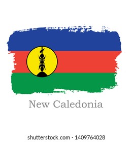 Hand draw New Caledonia flag. National New Caledonia banner for design on white background. Vector Illustration. 