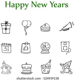 Hand draw of new year element icons