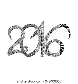 hand draw numbers in 2016 in the style of zentangl and Doodles, can be used as a banner, card, sticker, flyer, invitation, Christmas and New Year and other festivals this year