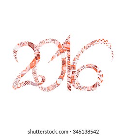 hand draw numbers in 2016 in the style of zentangl and Doodles, can be used as a banner, card, sticker, flyer, invitation, Christmas and New Year and other festivals this year