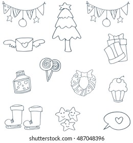 Hand draw object christmas of doodle vector art