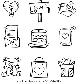 Hand draw of object love doodles