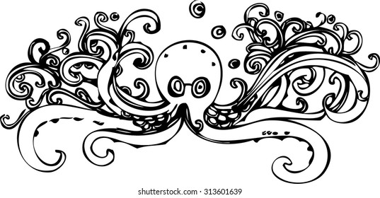 hand draw of octopus design
