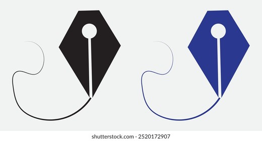 hand draw one line writing Fountain pen nib pen icon vector. Fountain pen nib pen on white background.