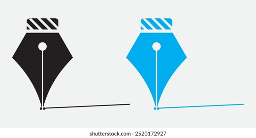 mão desenhar uma linha escrevendo Fonte caneta nib caneta ícone vetor. Caneta caneta fonte nib caneta sobre fundo branco.