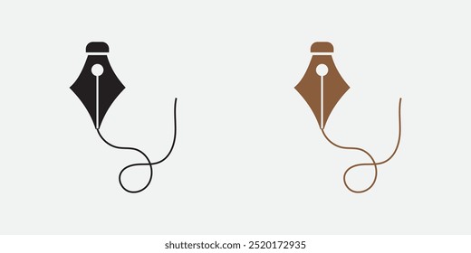 dibujar a mano una línea de escritura Pluma de fuente pluma icono Vector. Pluma de la pluma de la pluma de la fuente en el fondo blanco.
