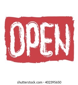 hand draw open sign isolated on white, vector illustration design element