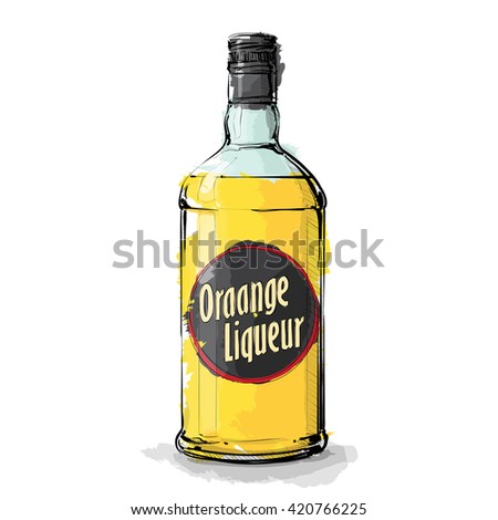 Hand draw of Orange liqueur. Vector illustration.