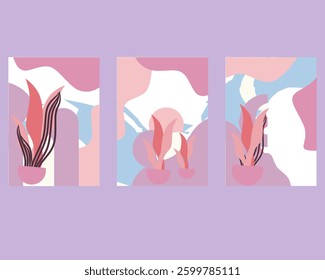 Hand draw Organic shape design for wall framed prints, canvas prints, poster, watercolor Flower and abstract wall arts vector. classic antique cards design