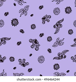 hand draw ornamental seamless pattern on purple background