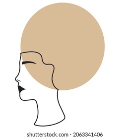  Hand draw outline portrait of woman with simple sample color. Abstract collection of different people and skin tones. diversity concept
