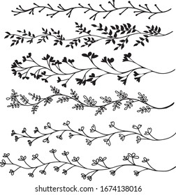 Flores pintadas a mano Elementos de diseño Doodle