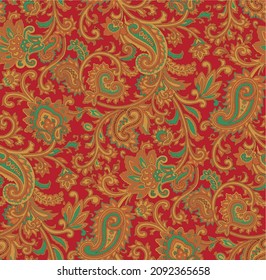 A hand draw paisley pattern vector , texture ,paisley background, pattern. for brand style textiles or decoration sheet, paisley in red background ,paisley wallpaper design , marriage card pattern ,