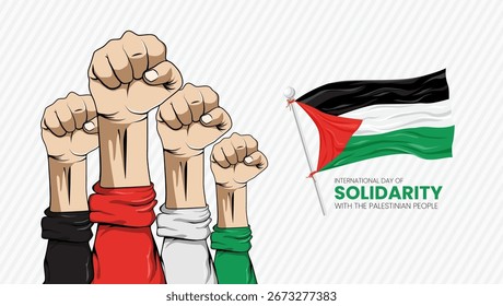 Dibujar a mano la Ilustración vectorial de la bandera de Palestina 