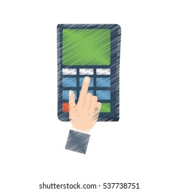 hand draw payment credit card dataphone color vector illustration eps 10