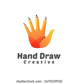 hand draw with pencil gradient logo design