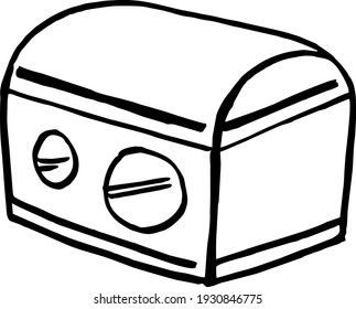 hand draw pencil sharpener, sketch, black and white illustration, line art. For school pattern, cover and other school design