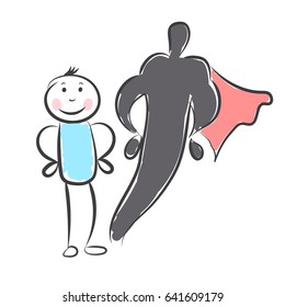 hand draw people and shadow. Doodle miniature scenes. Hand drawn vector illustration for web design and infographic.