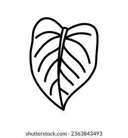 Hand draw of philodendron leaves. Black contours isolated on a white background.