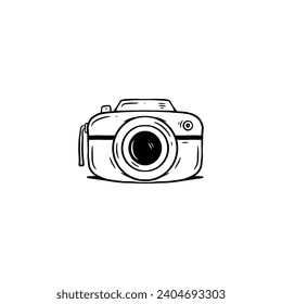 Hand Draw Photo Camera Line Illustration