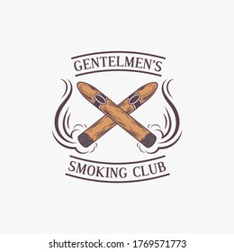 hand draw pipe smoker for gentlemen club vintage and retro logo