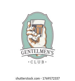 hand draw pipe smoker for gentlemen club vintage and retro logo