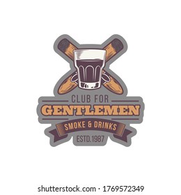 hand draw pipe smoker for gentlemen club vintage and retro logo